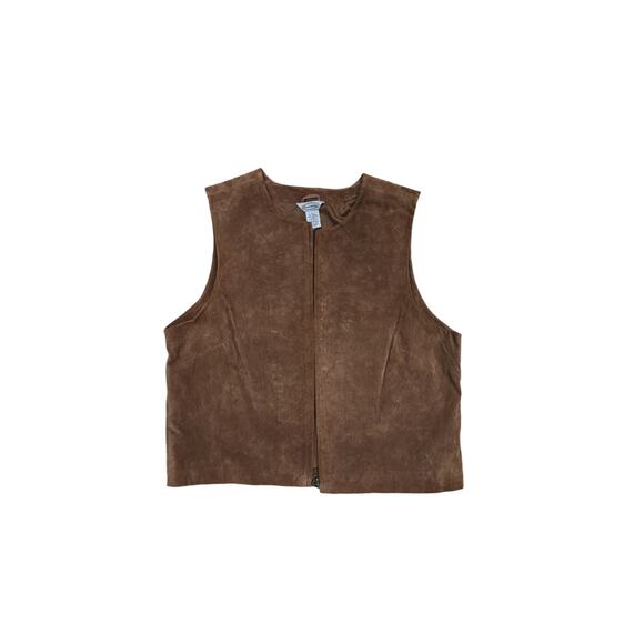 Vintage Y2K Suede Leather Western Vest by Stonebridge 100% leather Zip Brown - Picture 4 of 8
